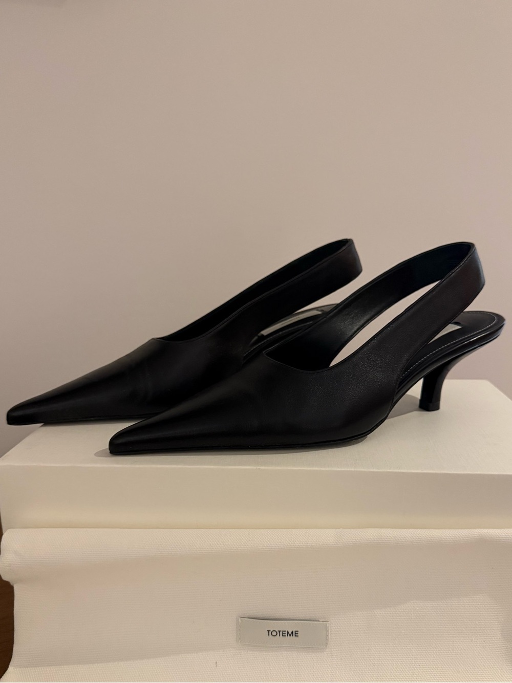 TOTEME Classic Black Leather Slingback Heels New & Never Worn